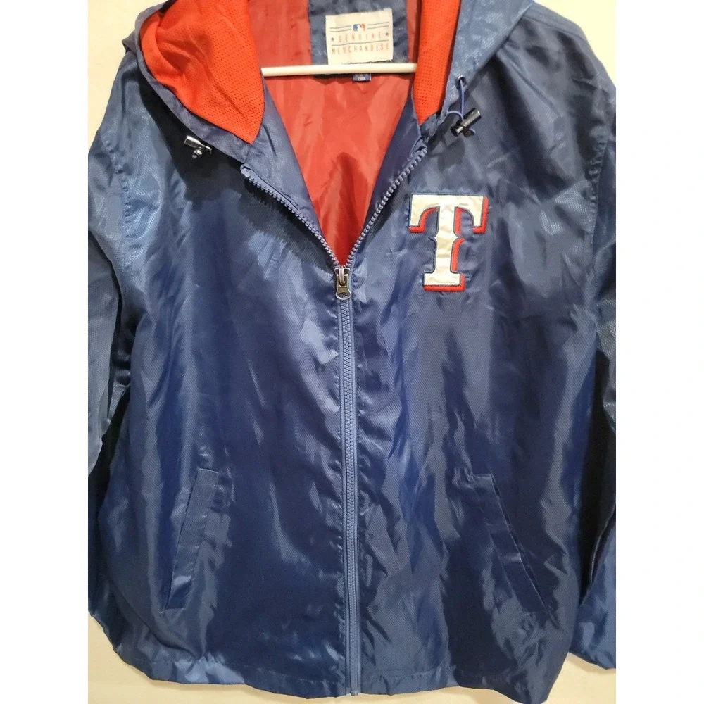 Texas Rangers Vintage MLB Full Zip Jacket Men's XL Blue Red‎ Genuine Merchandise